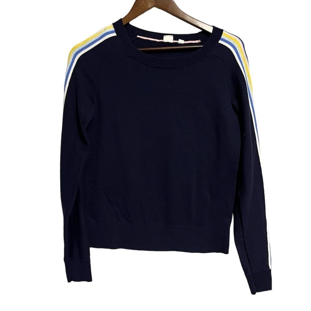 Gap Blue Sweater with Pastel Stripes Down the Side